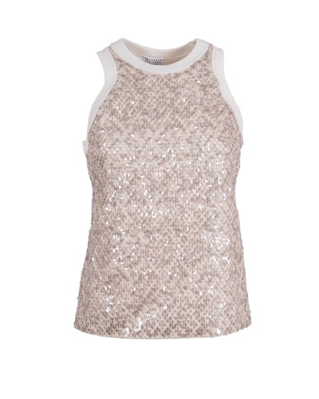 Shop BRUNELLO CUCINELLI  Top: Brunello Cucinelli top in jersey di cotone stretch con Dazzling Net Embroidery.
Girocollo.
Spalle scoperte.
Lavorazione speciale.
Composizione: 93% cotone, 7% elastan.
Made in Italy.. M0T18HH500-C9443